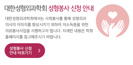 대한성형외과학회 성형봉사 신청안내